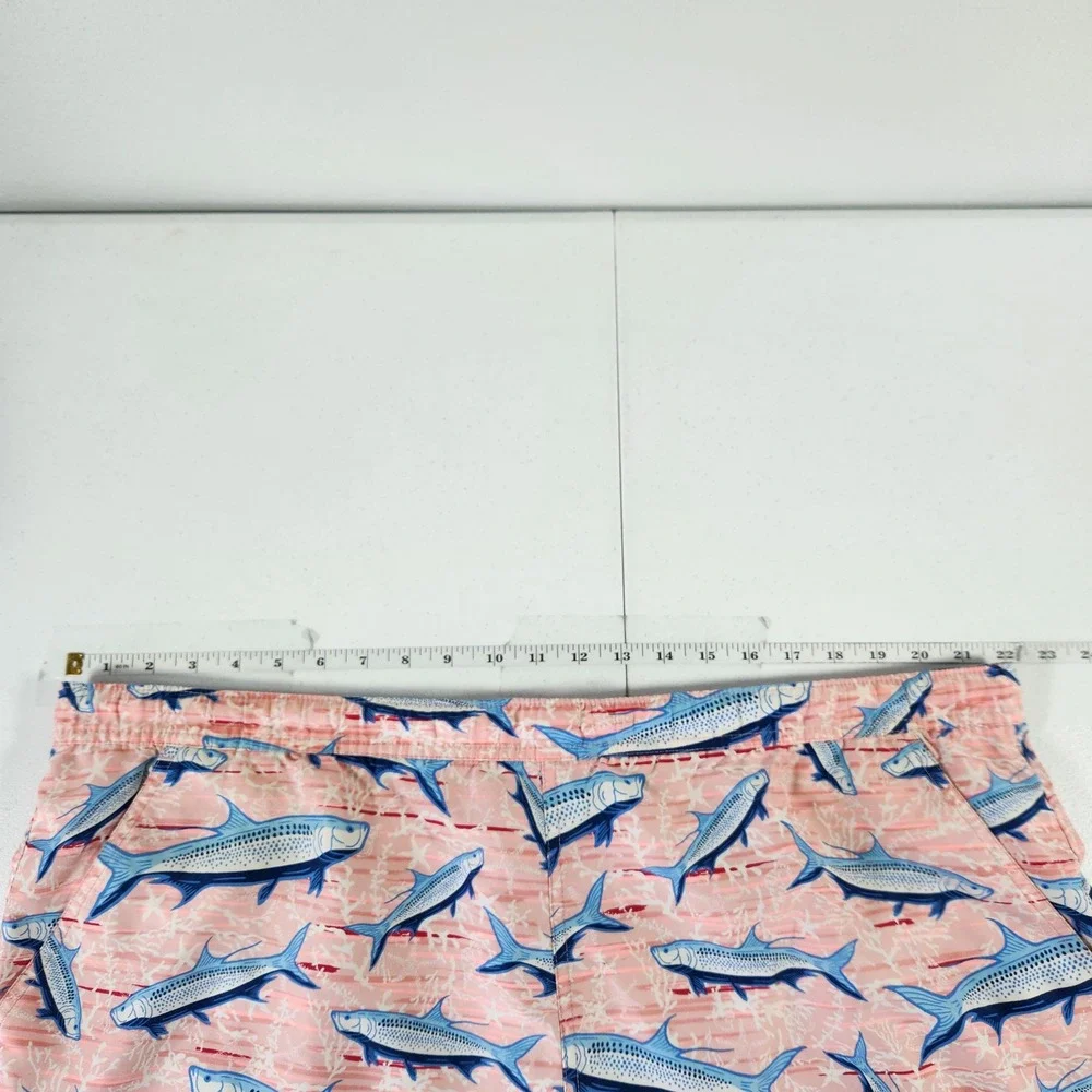 Vineyard Vines Men XL Pink Tarpon Fish Print Swim Trunks Mesh Lined Board Shorts